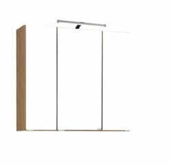 Armoire De Toilette Bobbi 70cm Modèle 2 3 Portes & Eclairage LED - Chêne