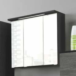 Armoire De Toilette Bobbi 70cm Modèle 1 3 Portes & Eclairage LED - Graphite