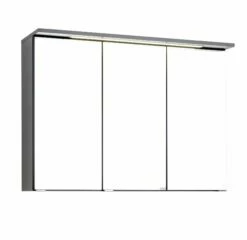 Armoire De Toilette Bobbi 90cm Modèle 1 3 Portes & Eclairage LED - Graphite