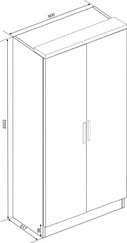Armoire Ramos 80cm Avec 2 Portes - Chêne -EMOB-MEUBLES Ventes 1016BLANCO 1016CEREZO 1016MOLINA 1016ROBLE 1016WENGUE 300 0537