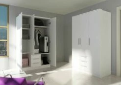 Armoire Ramos 120cm Avec 3 Portes & 3 Tiroirs - Blanc -EMOB-MEUBLES Ventes 1019BLANCO 000 Ba 990f