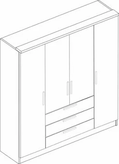 Armoire Ramos 160cm Avec 4 Portes & 3 Tiroirs - Chêne -EMOB-MEUBLES Ventes 1021BLANCO 1021CEREZO 1021MOLINA 1021ROBLE 1021WENGUE 250 f3b6