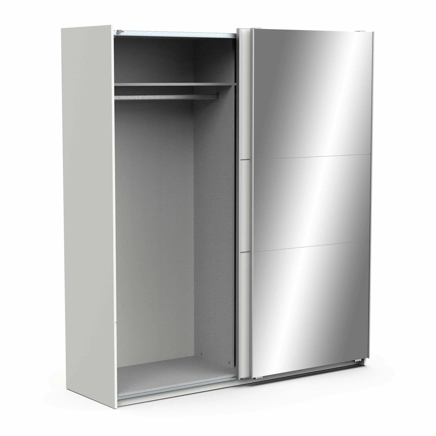 Penderie Spectre 178cm Avec Portes Coulissantes Et Miroir - Blanc Mat 4 Penderie Spectre 178cm Avec Portes Coulissantes Et Miroir - Blanc Mat – Image 4
