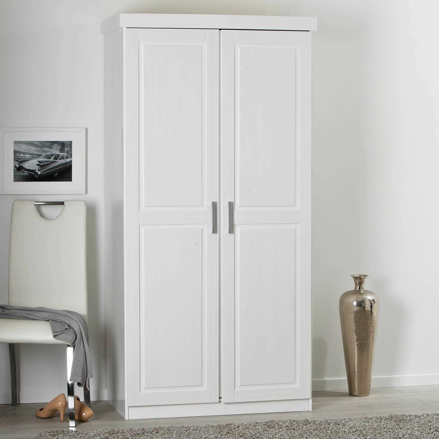 Garde-robe Léon 95cm Avec 2 Portes - Blanc 1 Garde-robe Léon 95cm Avec 2 Portes - Blanc
