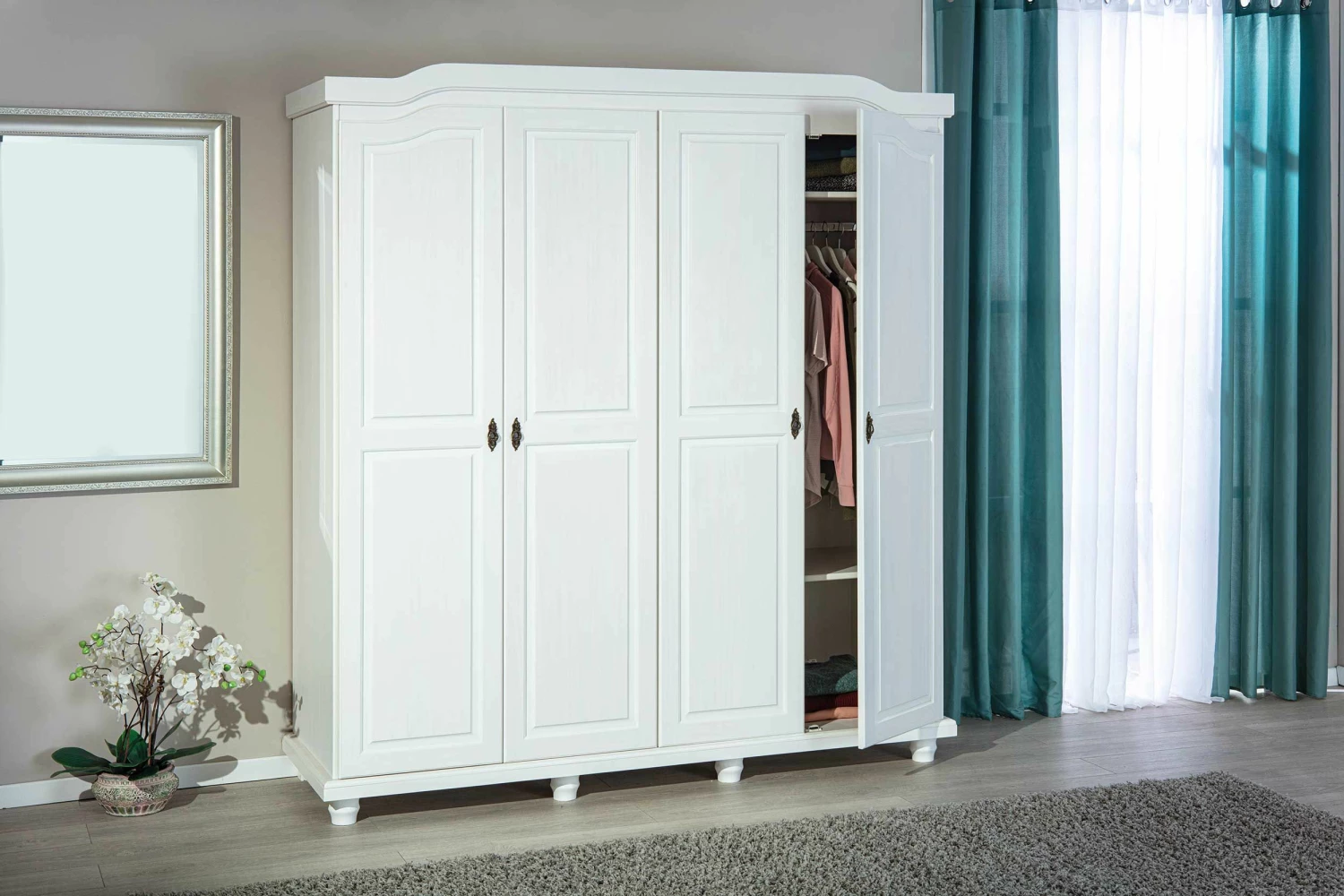 Garde-robe Ivy 197cm 4 Portes - Blanc 2 Garde-robe Ivy 197cm 4 Portes - Blanc – Image 2