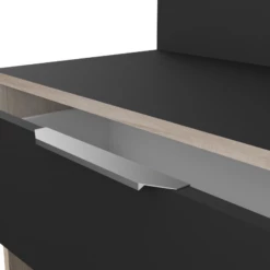 Armoire à Micro-ondes Michael 1 Tiroir, 2 Niches, 1 Porte Tournante Et 1 étagère-chêne Brut/noir Mat -EMOB-MEUBLES Ventes 20900240 2023 05 08T101119.328 3075