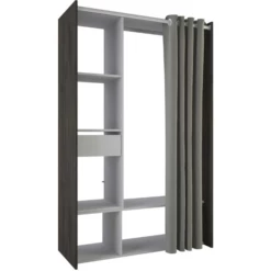 Armoire Monette 6 Compartiments De Rangement, 1tiroir, 1 Tringle Et 1 Rideau-chêne Waterford/lin -EMOB-MEUBLES Ventes 20900240 2023 05 08T102814.235 fc41