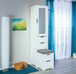 Armoire De Rangement Xavier 44cm 1 Porte & 4 Tiroirs - Blanc