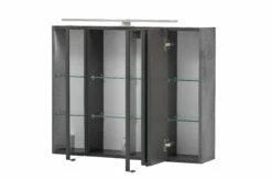 Armoire De Toilette Stivan 80cm 3 Portes & éclairage LED - Béton -EMOB-MEUBLES Ventes 219.1.3218 2b 0916