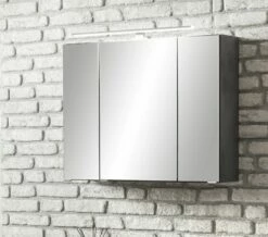 Armoire De Toilette Stivan 80cm 3 Portes & éclairage LED - Béton