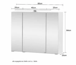 Armoire De Toilette Stivan 80cm 3 Portes & éclairage LED - Béton -EMOB-MEUBLES Ventes 219.1.3218 5 fd1a