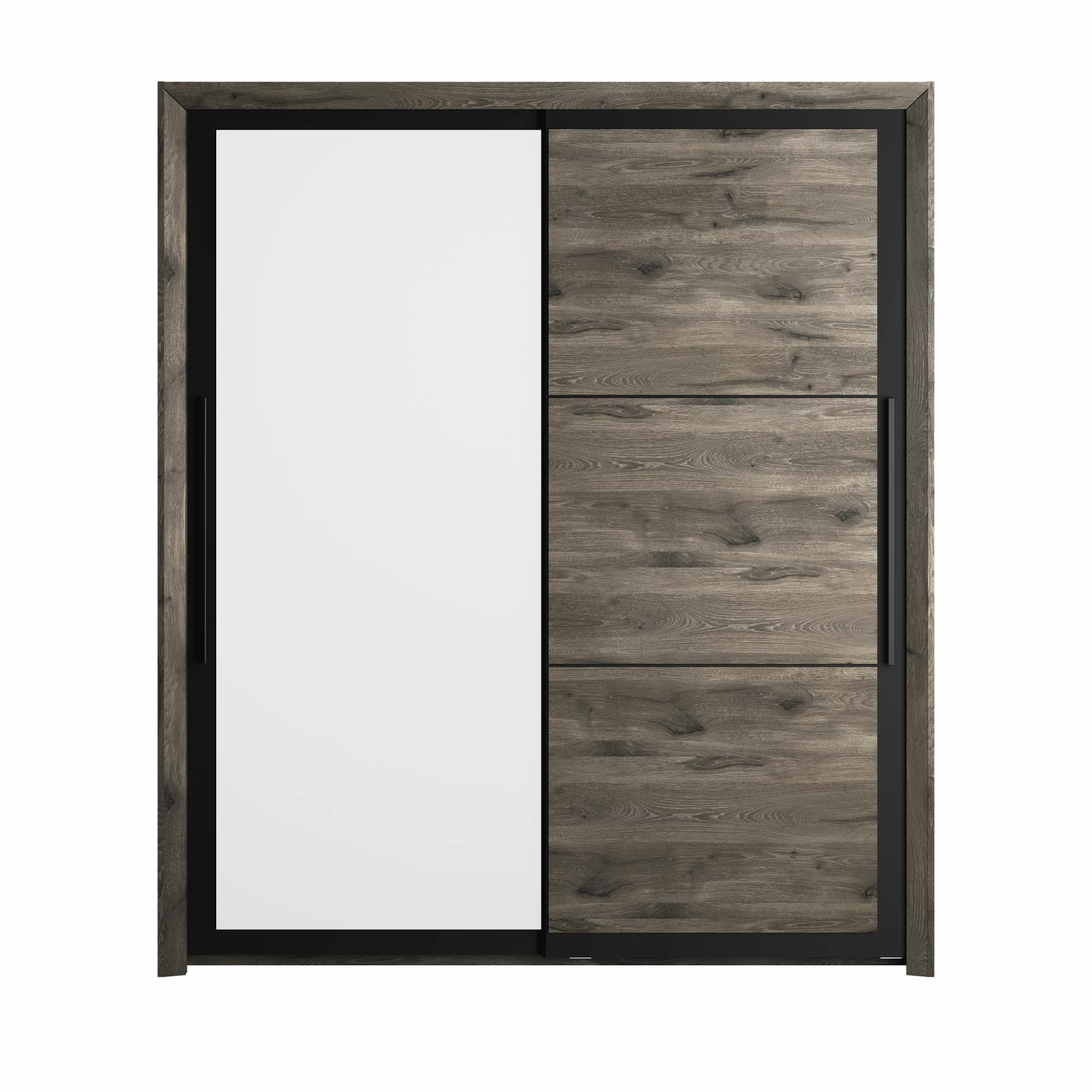 Armoire East Avec 2 Portes Coulissantes Et Miroir - Chêne Foncé 6 Armoire East Avec 2 Portes Coulissantes Et Miroir - Chêne Foncé – Image 6