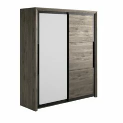 Armoire East Avec 2 Portes Coulissantes Et Miroir - Chêne Foncé 8 Armoire East Avec 2 Portes Coulissantes Et Miroir - Chêne Foncé -EMOB-MEUBLES Ventes 2 BRUGGE CH3H MH3J 05 1H3J219 02 e12a