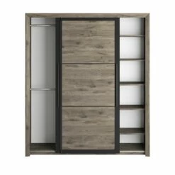 Armoire East Avec 2 Portes Coulissantes Et Miroir - Chêne Foncé 10 Armoire East Avec 2 Portes Coulissantes Et Miroir - Chêne Foncé -EMOB-MEUBLES Ventes 2 BRUGGE CH3H MH3J 05 1H3J219 03 f03b