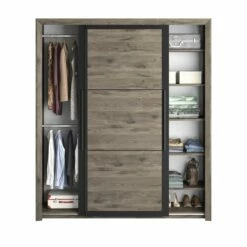 Armoire East Avec 2 Portes Coulissantes Et Miroir - Chêne Foncé 9 Armoire East Avec 2 Portes Coulissantes Et Miroir - Chêne Foncé -EMOB-MEUBLES Ventes 2 BRUGGE CH3H MH3J 05 1H3J219 04 d254