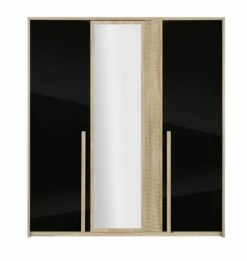 Armoire Alto 197cm, 3 Portes - Chêne Sonoma/noir -EMOB-MEUBLES Ventes 2 CURTYS CH1Y MH2Y 5 1H2Y180 01 ce56