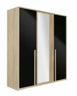 Armoire Alto 197cm, 3 Portes - Chêne Sonoma/noir -EMOB-MEUBLES Ventes 2 CURTYS CH1Y MH2Y 5 1H2Y180 02 f695