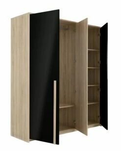 Armoire Alto 197cm, 3 Portes - Chêne Sonoma/noir -EMOB-MEUBLES Ventes 2 CURTYS CH1Y MH2Y 5 1H2Y180 03 8e59
