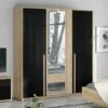 Armoire Alto 197cm, 3 Portes - Chêne Sonoma/noir