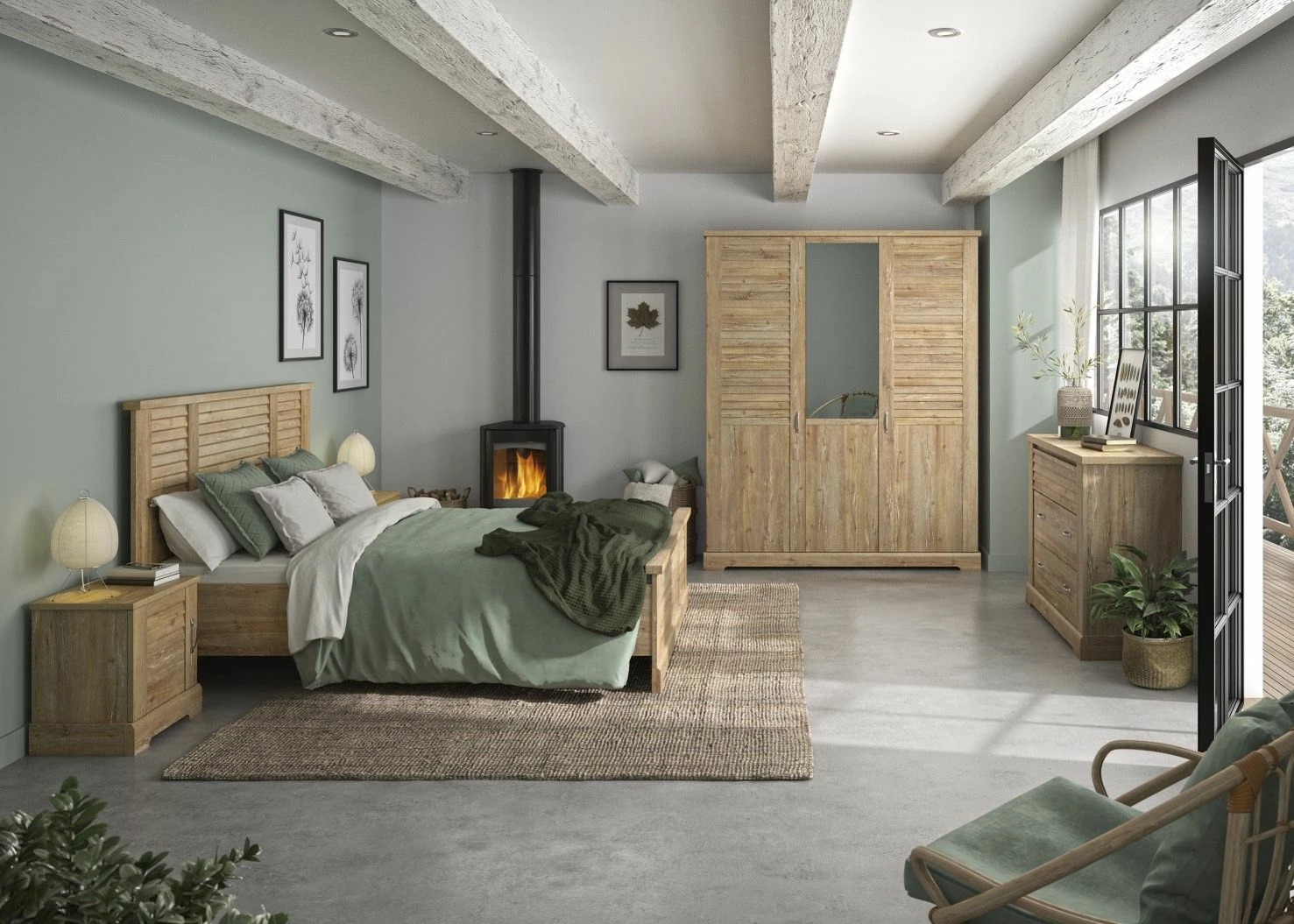 Armoire Wanda 170 Cm 3 Portes & Miroir - Châtaignier Marron 2 Armoire Wanda 170 Cm 3 Portes & Miroir - Châtaignier Marron – Image 2