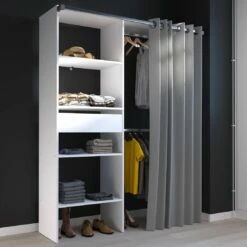 Garde-robe Barit 143cm - Blanc/gris