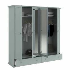 Armoire Morgane 199cm Avec 4 Portes & Miroir - Gris 19 Armoire Morgane 199cm Avec 4 Portes & Miroir - Gris -EMOB-MEUBLES Ventes 3840 A4PT C STYLE 20190418012122 2267