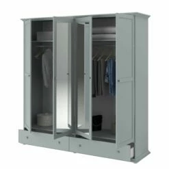 Armoire Morgane 199cm Avec 4 Portes & Miroir - Gris 16 Armoire Morgane 199cm Avec 4 Portes & Miroir - Gris -EMOB-MEUBLES Ventes 3840 A4PT D STYLE 20190418012207 605c