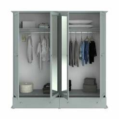 Armoire Morgane 199cm Avec 4 Portes & Miroir - Gris 18 Armoire Morgane 199cm Avec 4 Portes & Miroir - Gris -EMOB-MEUBLES Ventes 3840 A4PT F STYLE 20190418012205 7dc0