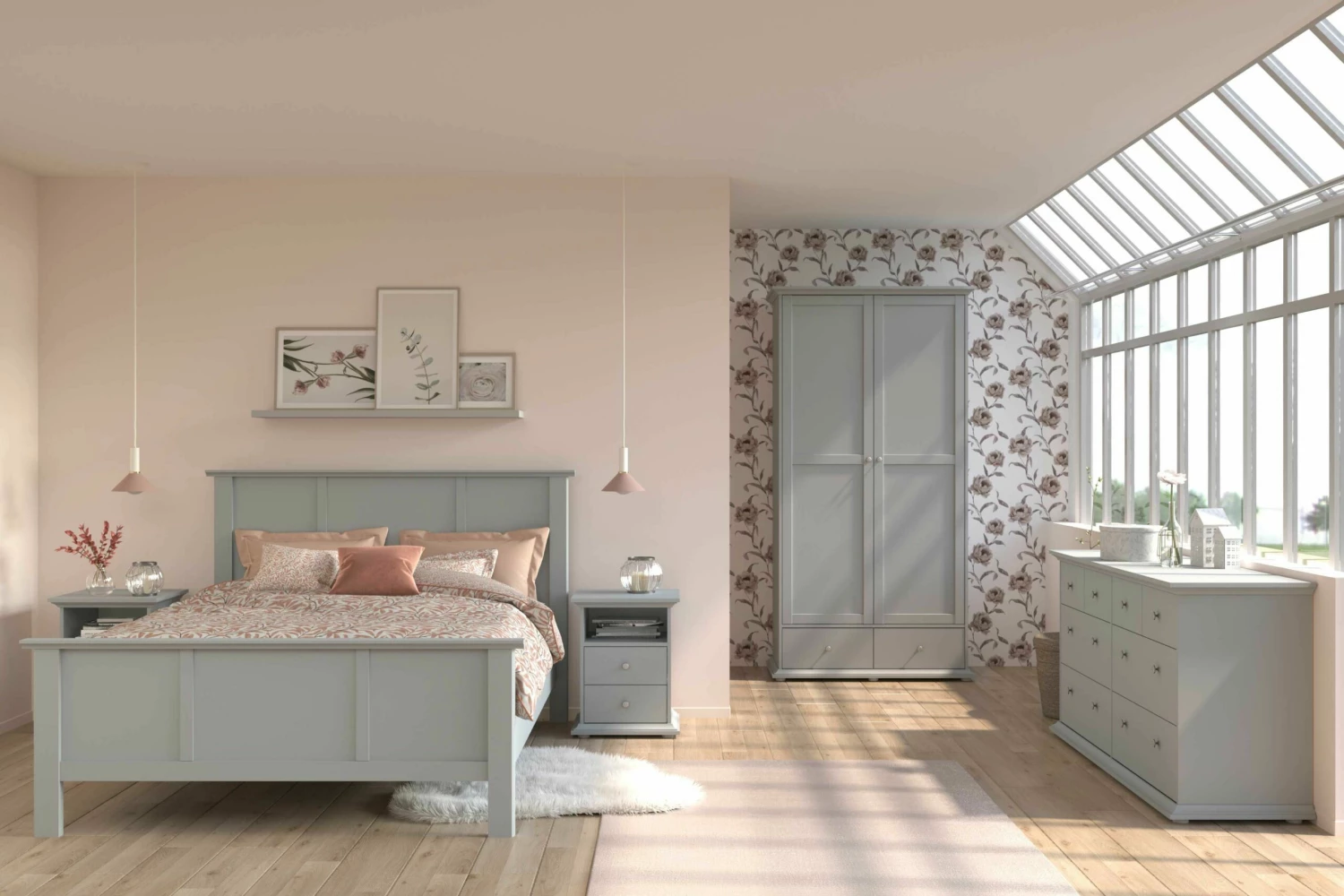 Armoire Morgane 105cm Avec 2 Portes - Gris 5 Armoire Morgane 105cm Avec 2 Portes - Gris – Image 5