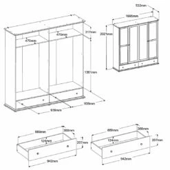 Armoire Morgane 199cm Avec 4 Portes & Miroir - Gris 13 Armoire Morgane 199cm Avec 4 Portes & Miroir - Gris -EMOB-MEUBLES Ventes 3840a4pt picto mm 1 4b71