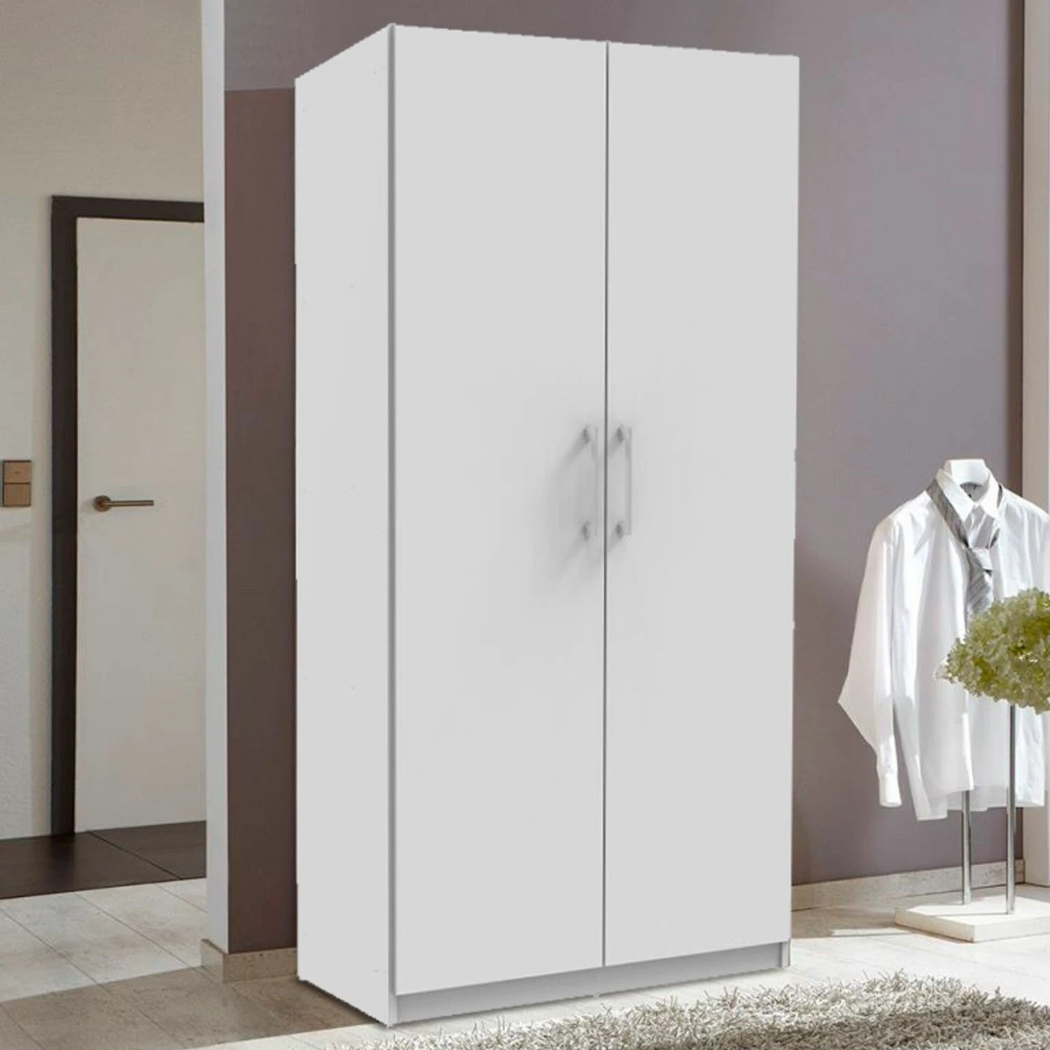 Armoire Tarn 80cm Avec 2 Portes - Blanc 1 Armoire Tarn 80cm Avec 2 Portes - Blanc