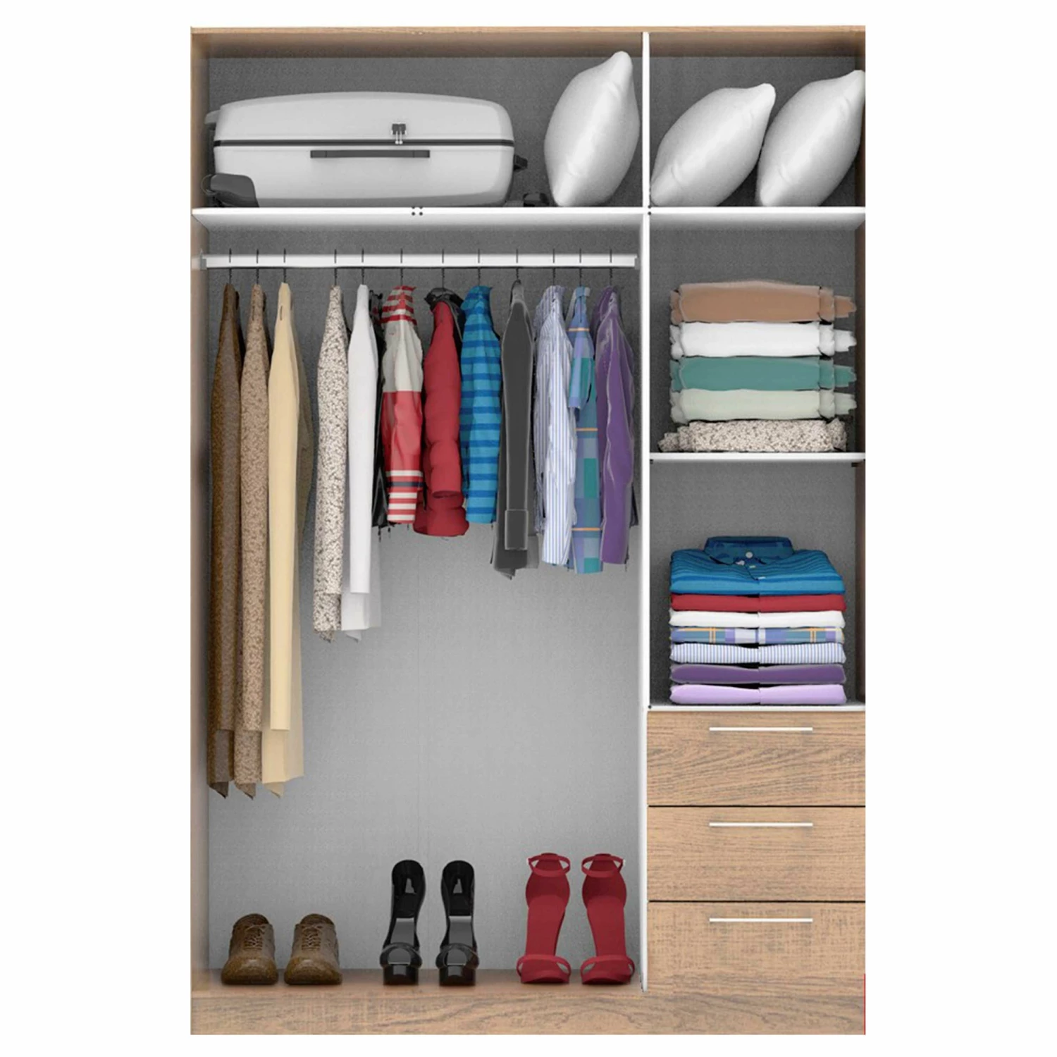 Armoire Noke 137cm Avec 6 Portes & 3 Tiroirs - Chêne 4 Armoire Noke 137cm Avec 6 Portes & 3 Tiroirs - Chêne – Image 4