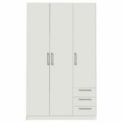 Armoire Tarn 120x200cm à 3 Portes & 3 Tiroirs - Blanc