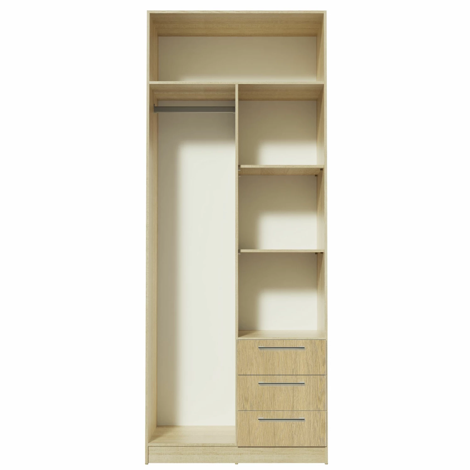 Armoire Tarn 80cm Avec 2 Portes Et 3 Tiroirs - Chêne 2 Armoire Tarn 80cm Avec 2 Portes Et 3 Tiroirs - Chêne – Image 2
