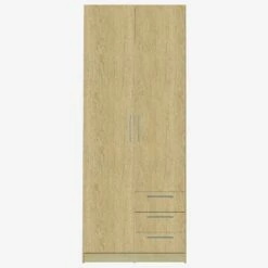 Armoire Tarn 80cm Avec 2 Portes Et 3 Tiroirs - Chêne