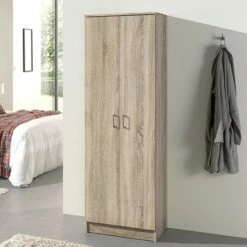 Armoire De Rangement Ray 60cm à 2 Portes Et 4 Tablettes - Chêne Sonoma