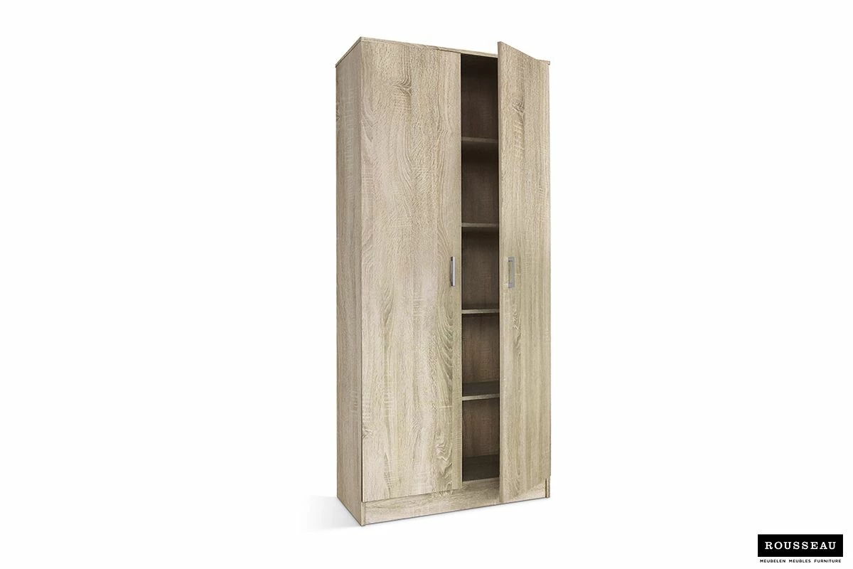 Armoire De Rangement Ray 80cm à 2 Portes Et 4 Tablettes - Chêne Sonoma 6 Armoire De Rangement Ray 80cm à 2 Portes Et 4 Tablettes - Chêne Sonoma – Image 6