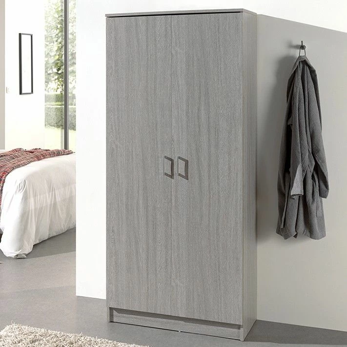 Armoire De Rangement Ray 80cm à 2 Portes Et 4 Tablettes - Chêne Gris 1 Armoire De Rangement Ray 80cm à 2 Portes Et 4 Tablettes - Chêne Gris