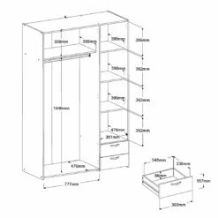 Armoire De Rangement Salvador Miroir, 3 Portes & 2 Tiroirs - Blanc 12 Armoire De Rangement Salvador Miroir, 3 Portes & 2 Tiroirs - Blanc -EMOB-MEUBLES Ventes 6510 6511 a3pm picto mm 2 b591