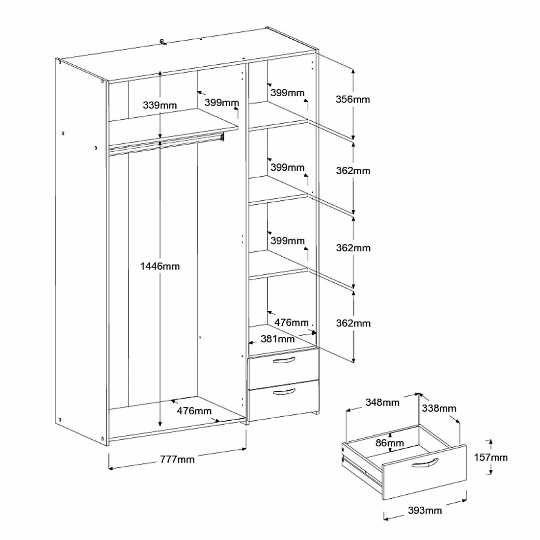 Armoire De Rangement Salvador 3 Portes & 2 Tiroirs - Chêne Sonoma 3 Armoire De Rangement Salvador 3 Portes & 2 Tiroirs - Chêne Sonoma – Image 3