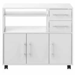 Desserte Cesar Pour Four à Micro-ondes - Blanc -EMOB-MEUBLES Ventes 8035A2121A80 Marius Low white 3 e497