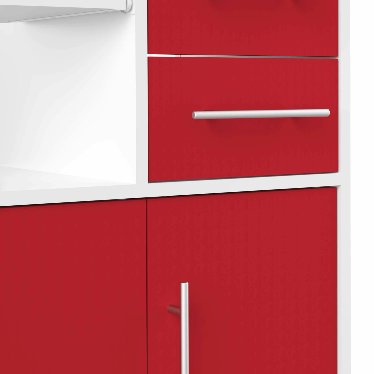 Desserte Cesar Pour Four à Micro-ondes - Blanc/rouge 2 Desserte Cesar Pour Four à Micro-ondes - Blanc/rouge – Image 2