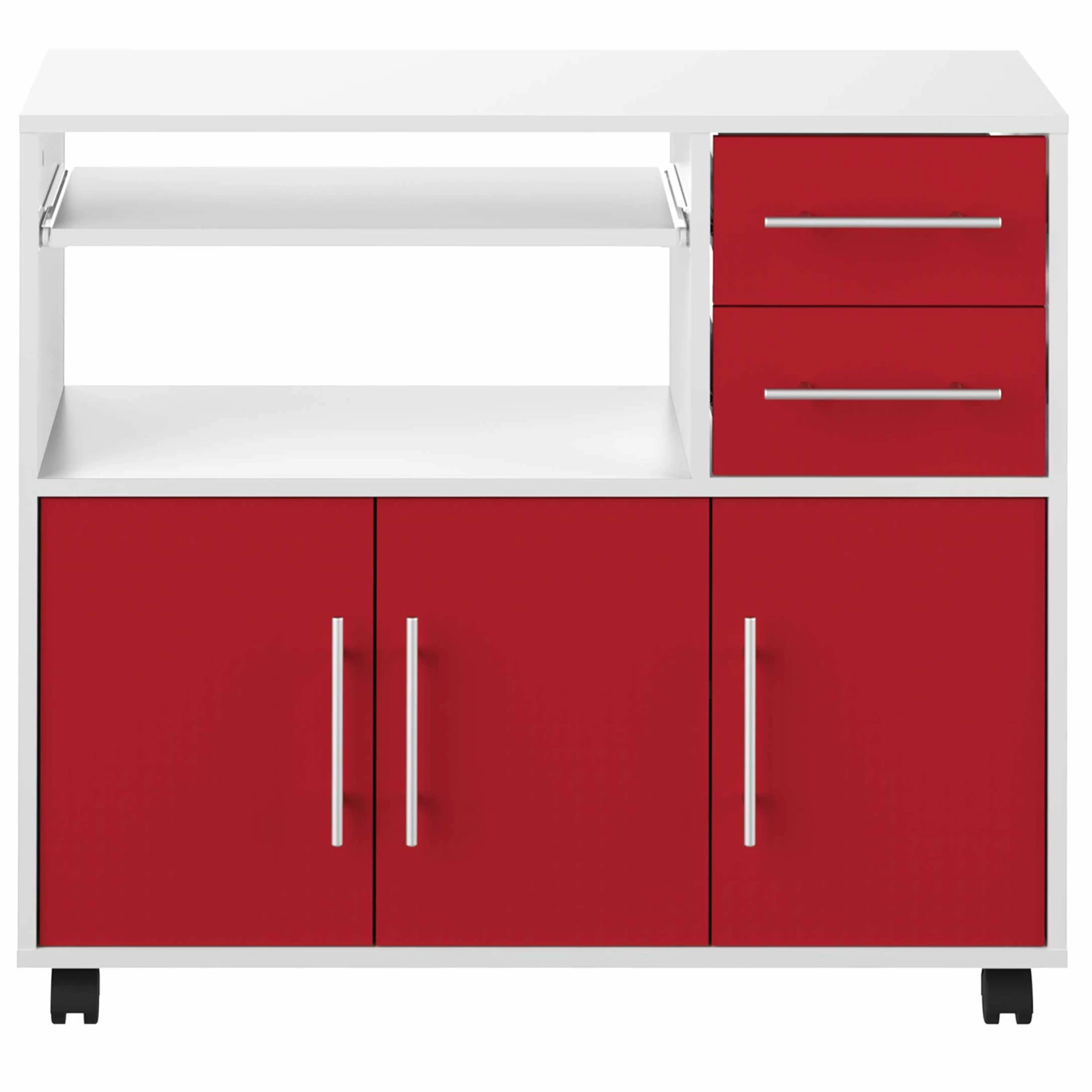 Desserte Cesar Pour Four à Micro-ondes - Blanc/rouge 10 Desserte Cesar Pour Four à Micro-ondes - Blanc/rouge – Image 10