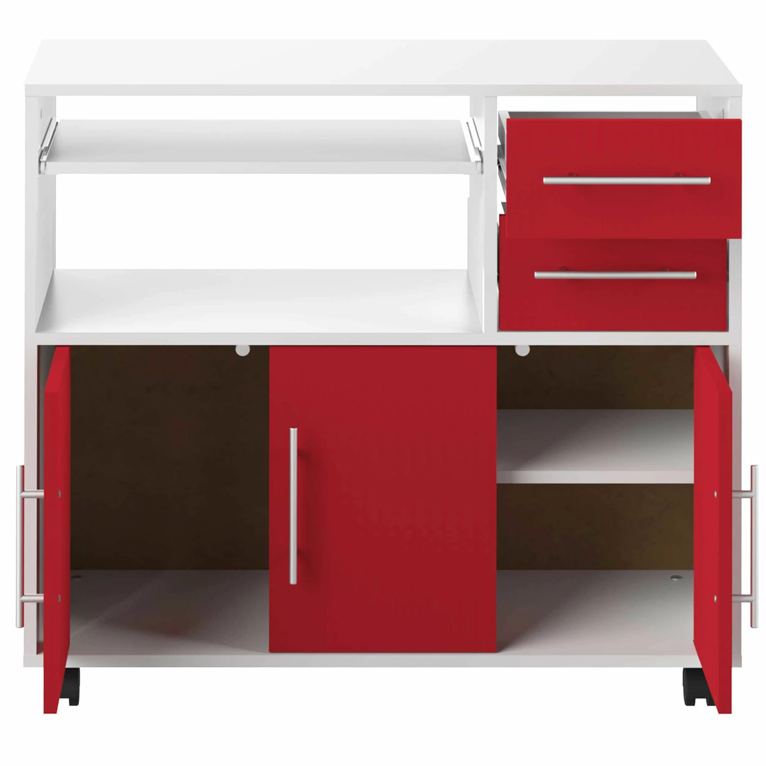 Desserte Cesar Pour Four à Micro-ondes - Blanc/rouge 8 Desserte Cesar Pour Four à Micro-ondes - Blanc/rouge – Image 8