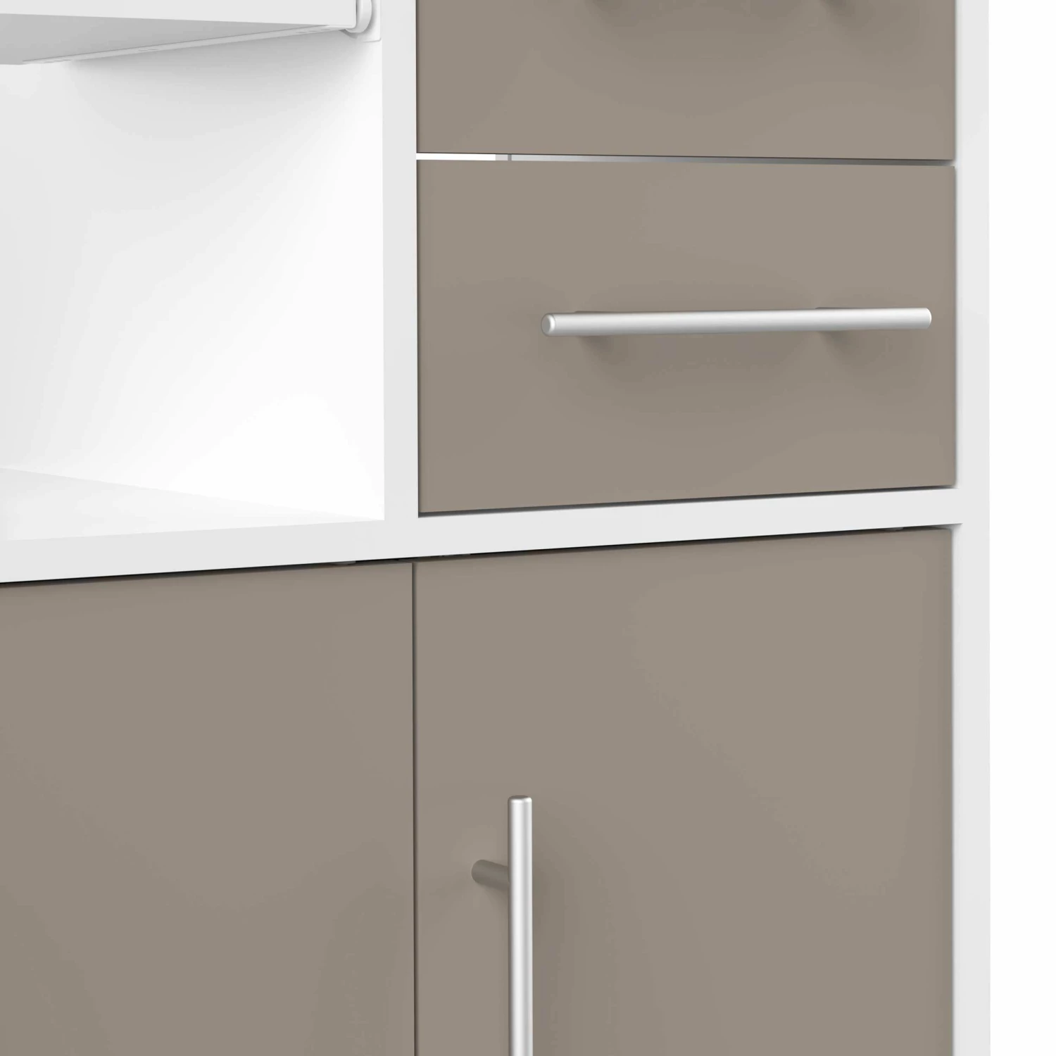 Armoire D'appoint Cesar Pour Four à Micro-ondes - Blanc/taupe 2 Armoire D'appoint Cesar Pour Four à Micro-ondes - Blanc/taupe – Image 2