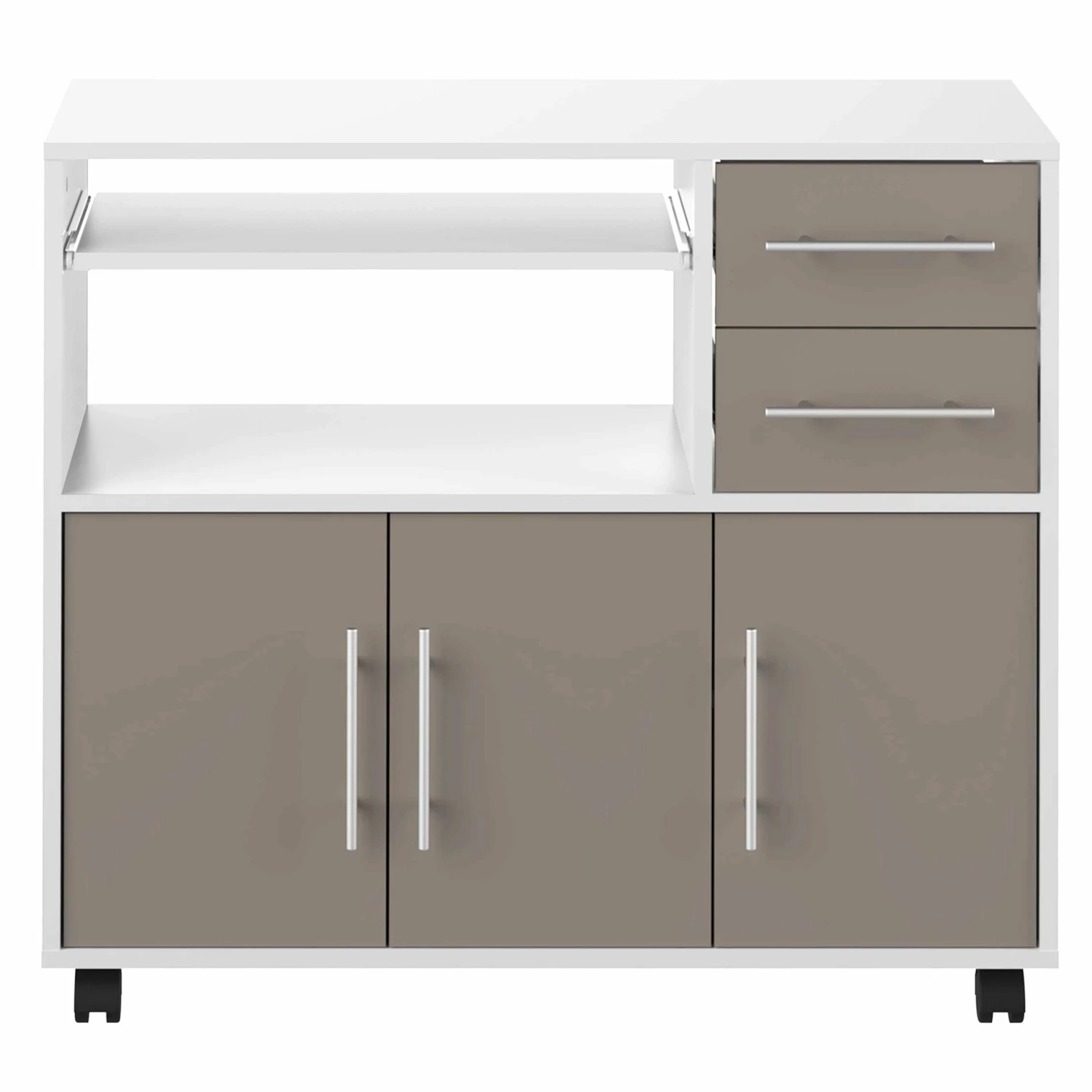 Armoire D'appoint Cesar Pour Four à Micro-ondes - Blanc/taupe 8 Armoire D'appoint Cesar Pour Four à Micro-ondes - Blanc/taupe – Image 8