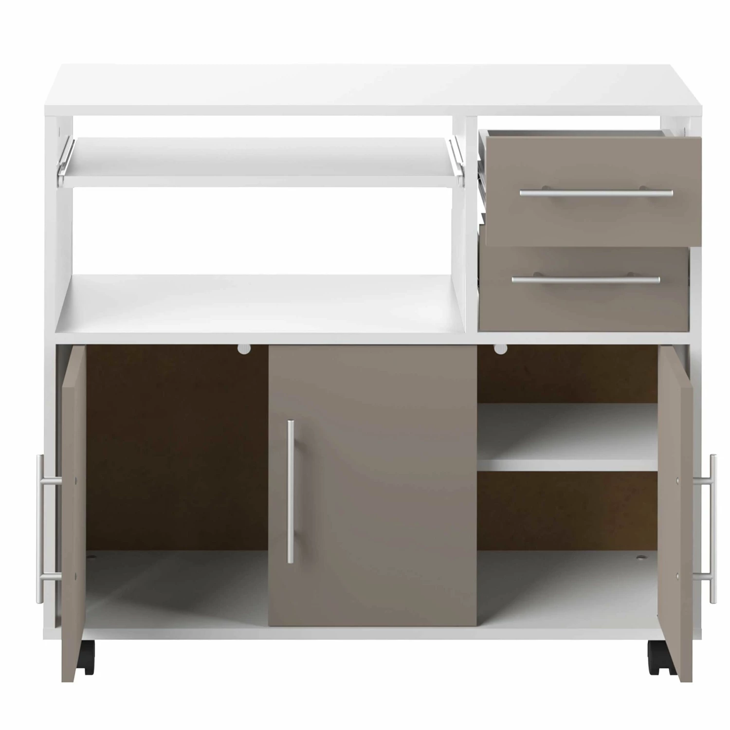 Armoire D'appoint Cesar Pour Four à Micro-ondes - Blanc/taupe 9 Armoire D'appoint Cesar Pour Four à Micro-ondes - Blanc/taupe – Image 9