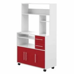 Armoire De Cuisine Cesar Pour Four à Micro-ondes - Blanc/rouge -EMOB-MEUBLES Ventes 8036X2179A80 Marius High white and red 2 c152