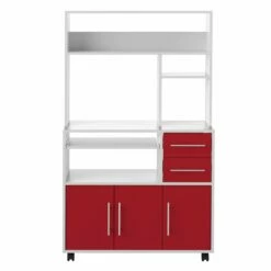 Armoire De Cuisine Cesar Pour Four à Micro-ondes - Blanc/rouge -EMOB-MEUBLES Ventes 8036X2179A80 Marius High white and red 3 94f9