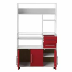 Armoire De Cuisine Cesar Pour Four à Micro-ondes - Blanc/rouge -EMOB-MEUBLES Ventes 8036X2179A80 Marius High white and red 5 0055